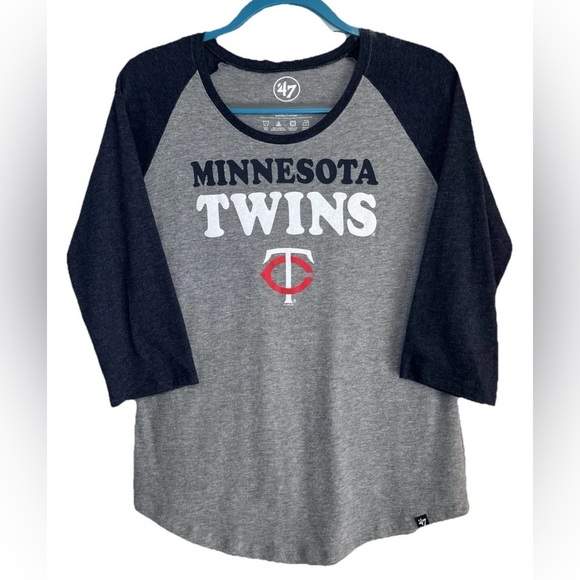 47 Tops - 47 Minnesota Twins Shirt Womens Medium M Gray MLB Raglan Baseball 3/4 Sleeve Tee